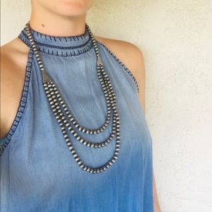 Silver wooden necklace